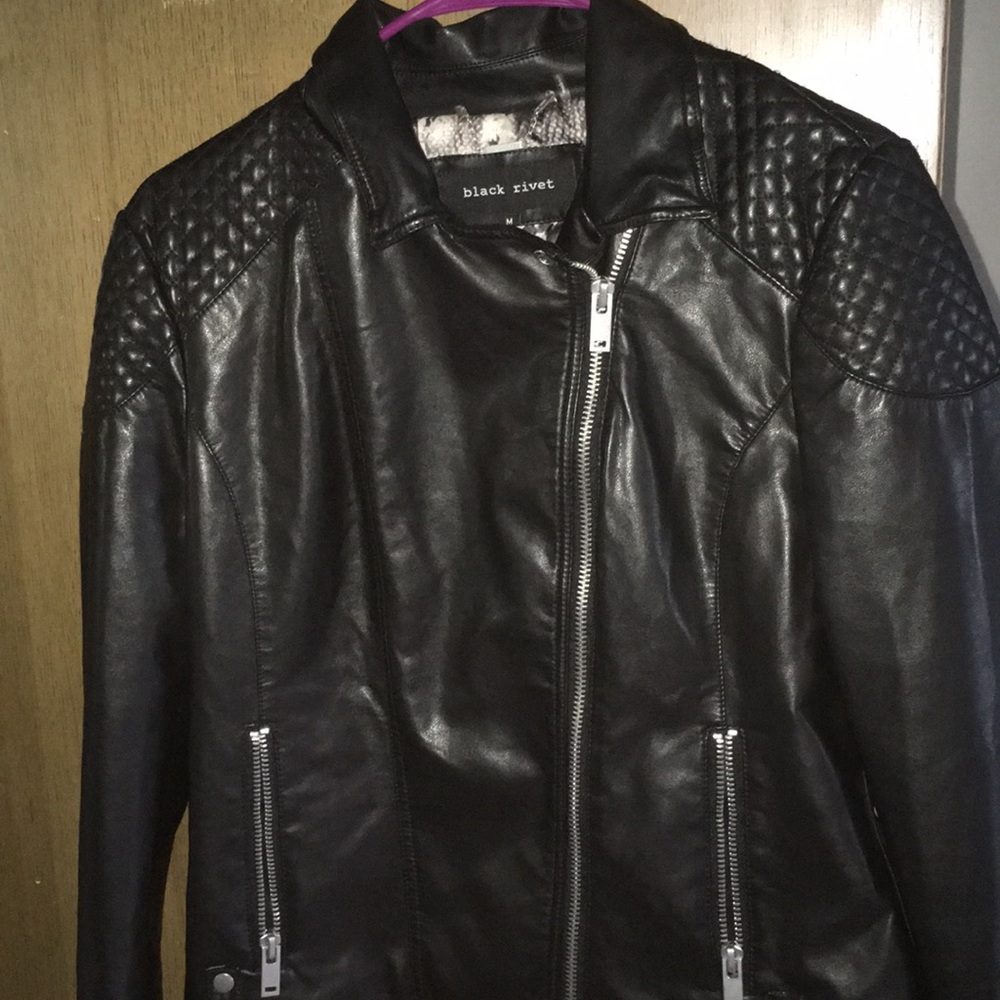 Rivet black leather jacket